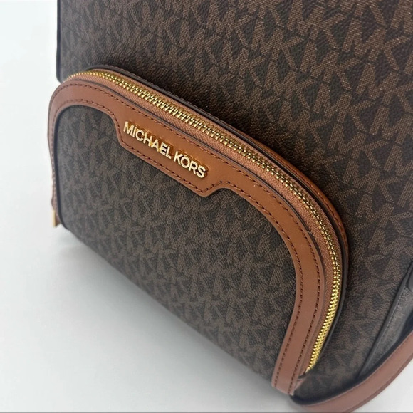 Michael Kors Medium Jaycee Zip Packet Backpack &Double Zip Wallet Wristlet Brown - Picture 7 of 16